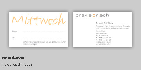 Terminkarten Praxis Risch, Vaduz